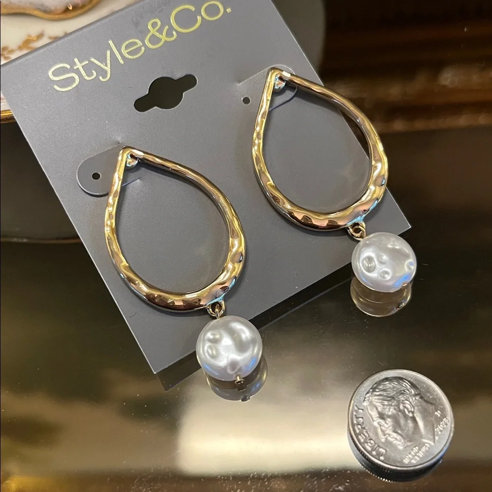 Style & Co Pearl Teardrop Earrings